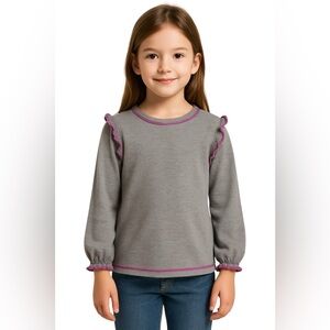 Appaman Gray Sweatshirt Purple Trim Y2K Cozy Grunge Kids Size 8